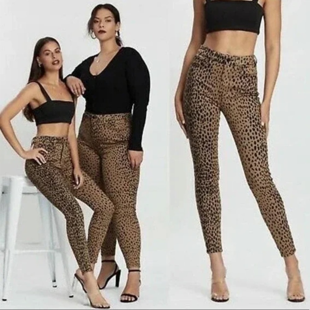 Good American "Good Waist" cheetah Jeans